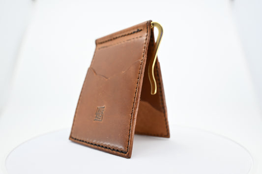 Shell Cordovan Money Clip Wallet - Cognac Shell