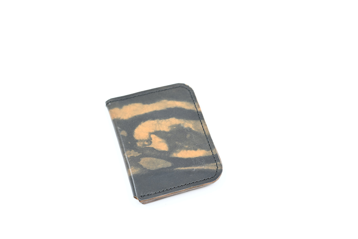 Minimalist Bi-Fold Wallet - Marbled Black Leather