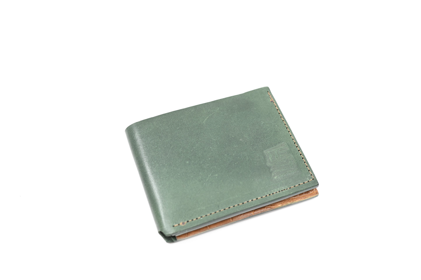 Traditional Bi-Fold Wallet - Green/Cognac