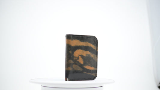 Minimalist Bi-Fold Wallet - Marbled Black Leather